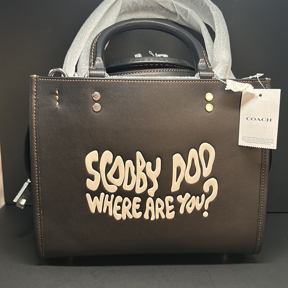 NWT Coach x Scooby Doo! Rogue 25 Black Leather Cartoon CG202 Crossbody Purse Bag - Picture 5 of 13
